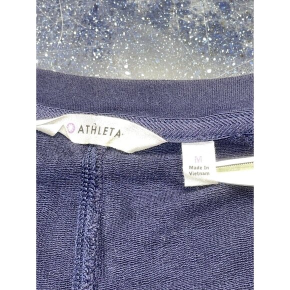 Athleta Sweatshirt Dress Above Knee Zip Pockets V Neck Purplish Blue Sz M - Picture 7 of 10